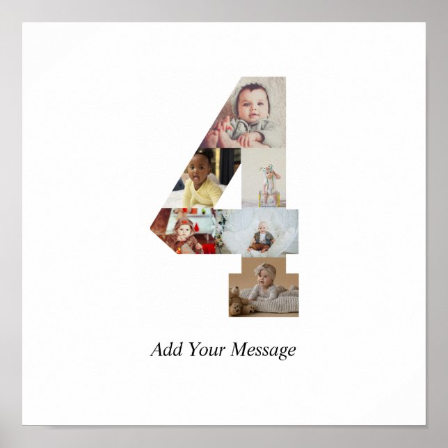 Póster Colage de fotos en blanco y negro número 4 (Frente)