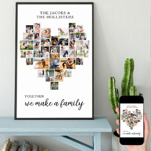 Póster Colage de fotos en forma de corazón de amor famili