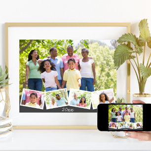 Póster Colage de Fotos Familiares con Franja de Fotos en 