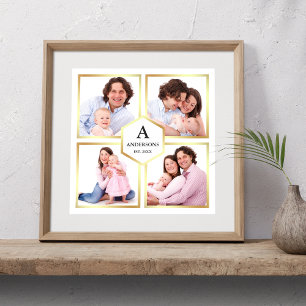 Póster Colage de fotos familiares de 4 imágenes en blanco