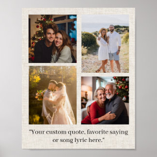 Póster Colage de fotos familiares personalizadas con cita