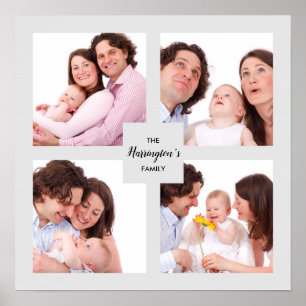 Póster Colage de fotos familiares personalizado de 4 secc