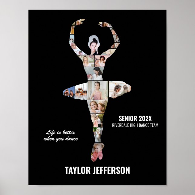 Póster Colage de fotos personalizadas de baile de ballet  (Frente)