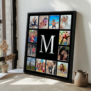 Póster Colage de fotos personalizadas de familia en negro