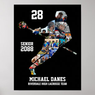 Póster Colage de fotos personalizadas de lacrosse para se