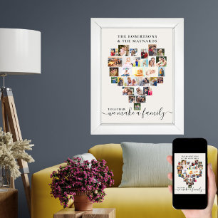 Póster Colage de fotos personalizadas en forma de corazón