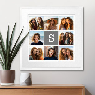 Póster Colage de fotos personalizado con monograma en bla