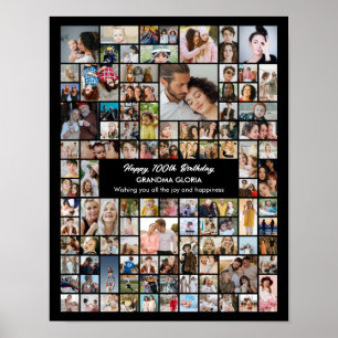 Póster Colage de Fotos Personalizado de 100 Fotos Cumplea
