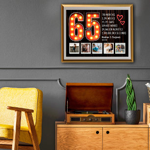 Póster Colage de Fotos Personalizado de Corazones del 65º