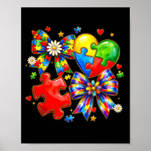 Póster Colage de rompecabezas de lazo coqueta autismo con