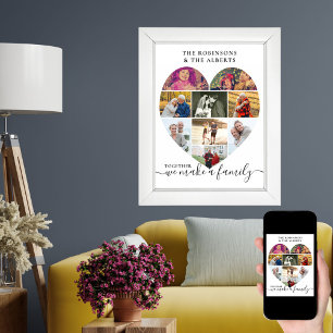 Póster Colage personalizado en forma de corazón con 9 fot
