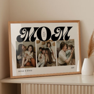 Póster Colaje de 3 Fotos Retro Bold Mom