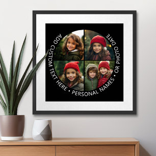 Póster Colaje de 4 fotos con texto personalizado alrededo