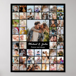 Póster Colaje de Fotos 52 Imágenes 8x10 16x20 24x30 Negro