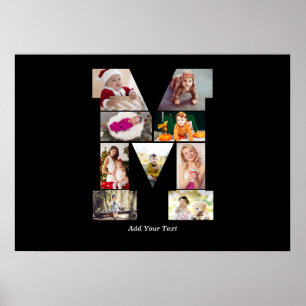 Póster Colaje de fotos con letra M en negro y blanco