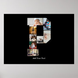 Póster Colaje de fotos con letra P en blanco y negro