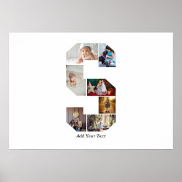 Póster Colaje de fotos con letra S en blanco y negro