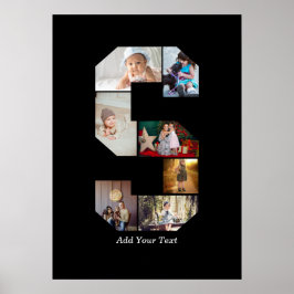 Póster Colaje de Fotos con Letra S en Blanco y Negro