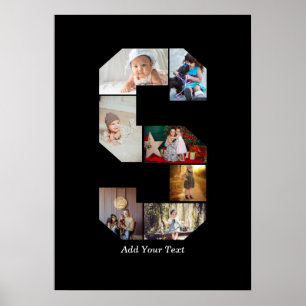 Póster Colaje de Fotos con Letra S en Blanco y Negro