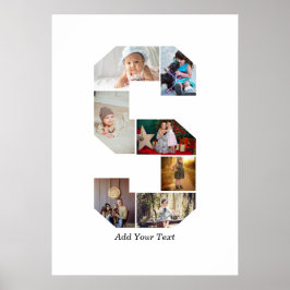 Póster Colaje de fotos con letra S en blanco y negro