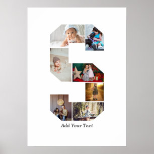 Póster Colaje de fotos con letra S en blanco y negro