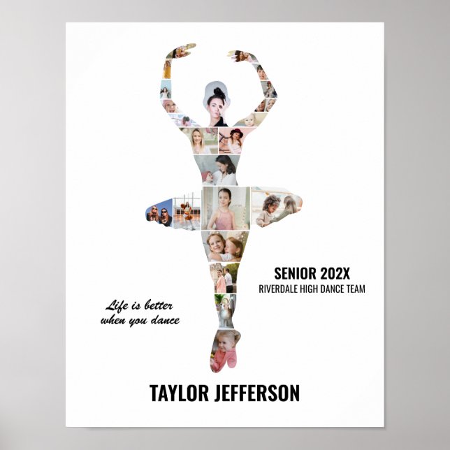 Póster Colaje de fotos de baile de ballet personalizado p (Frente)
