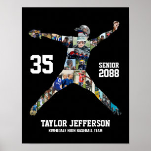 Póster Colaje de fotos de béisbol lanzador deportes