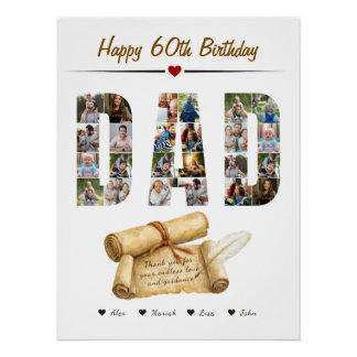 Póster Colaje de fotos de cumpleaños DAD, 24 fotos
