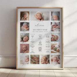 Póster Colaje de fotos de cumpleaños Minimalista para el