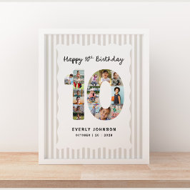 Póster Colaje de fotos de cumpleaños número 10 de moda 16