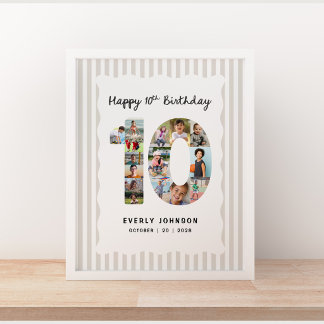 Póster Colaje de fotos de cumpleaños número 10 de moda 16