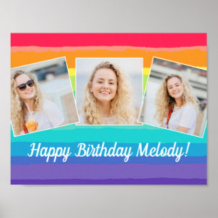 Póster Colaje de fotos de cumpleaños personalizado arcoír