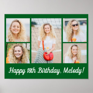 Póster Colaje de fotos de cumpleaños personalizado en ver