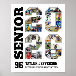 Póster Colaje de fotos de equipo deportivo escolar Senior