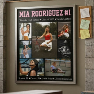 Póster Colaje de fotos de graduación de tenista senior