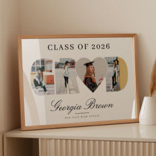 Póster Colaje de Fotos de Graduación Regalo de Graduado R
