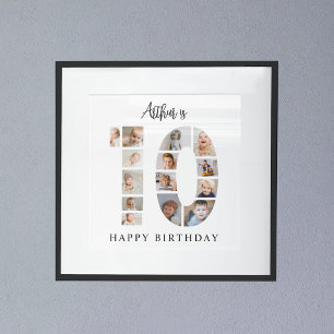 Póster Colaje de Fotos de Moda para Cumpleaños 10 Años Bi