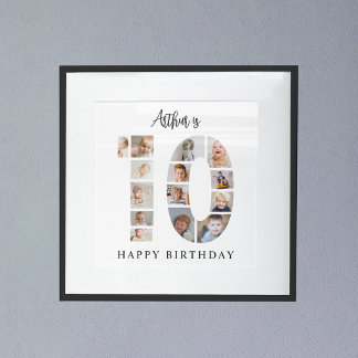 Póster Colaje de Fotos de Moda para Cumpleaños 10 Años Bi