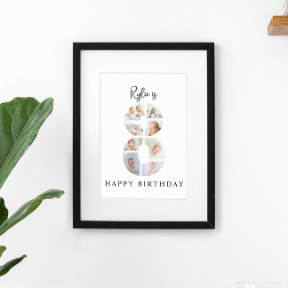 Póster Colaje de Fotos de Moda para Cumpleaños 8 Años Bie