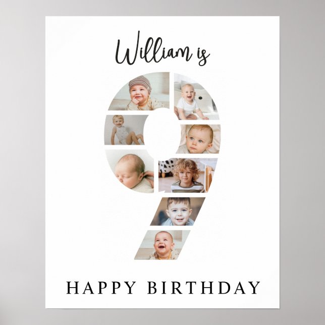 Póster Colaje de Fotos de Moda para Fiesta de Cumpleaños  (Frente)