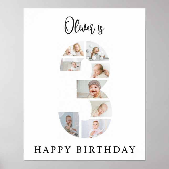 Póster Colaje de Fotos de Moda para Fiesta de Cumpleaños  (Frente)