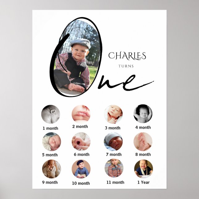 Póster Colaje de fotos de un año de hito moderno (Frente)