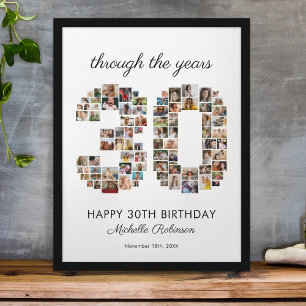 Póster Colaje de fotos del 30 cumpleaños feliz