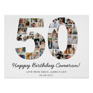 Póster Colaje de fotos del 50 cumpleaños   Regalo del 50 