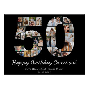Póster Colaje de fotos del 50 cumpleaños   Regalo del 50 