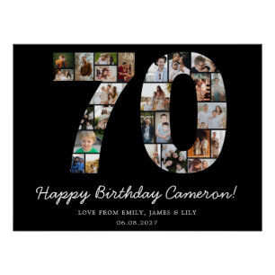 Póster Colaje de fotos del 70 cumpleaños   Regalo del 70 