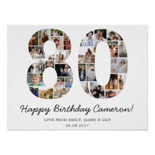 Póster Colaje de fotos del 80 cumpleaños Regalo del 80