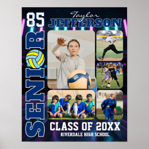 Póster Colaje de fotos del equipo de voleibol de la noche