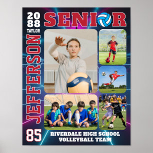 Póster Colaje de fotos del equipo de voleibol senior