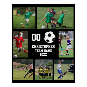Póster Colaje de Fotos del Juego de Niños de Fútbol